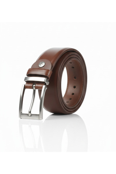 Growish Gk0004 Stainless Buckle Width 3.5 cm Brown Classic Belt with Bridge