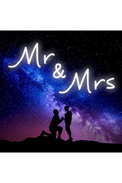 Slasa Mr and Mrs Neon Sign LED 42x22 cm – Wedding, Anniversary & Reception Decor