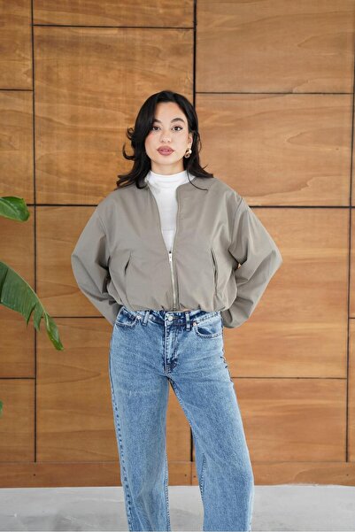 Nazline Women's Cashmere Fabric Bomber Jacket