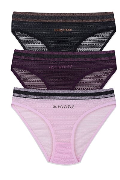 koza iç giyim Women's 3-Piece Lacy - Printed Panties