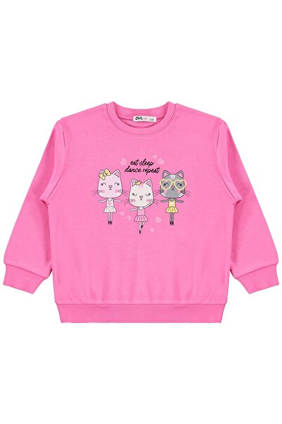 Civil Girls Kediler Baskılı 2-5 Yaş Sweatshirt - Pembe 2-3 Yaş