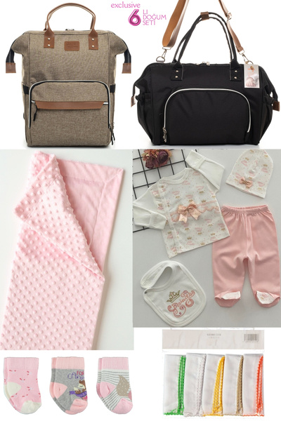 Beyaz Bebek 6’lı Bebek Doğum Seti(HASTANE ÇIKIŞ,ANNE&BEBEK BAKIM OMUZ VE SIRT...