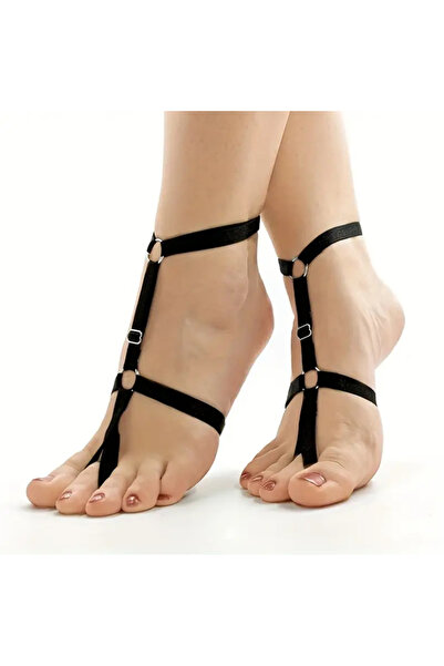 CN Siyah Elastik Bileklik, Minimalist Stil, Yazlık Plaj Ayak Aksesuarı, Sevgi...