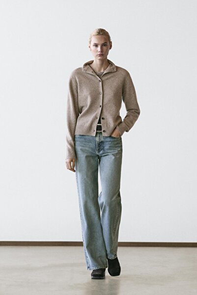 Massimo Dutti Yünlü dik yaka triko hırka