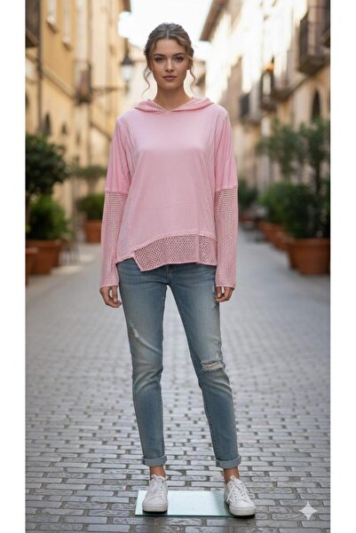 MONAMORE Women's Sleeveshooded Hem Mesh Asymmetric Reverse Stitching Washable...