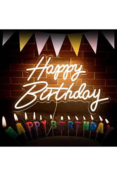 Slasa Happy Birthday Neon Sign LED 55x35 cm – Party, Birthday & Room Wall Decor