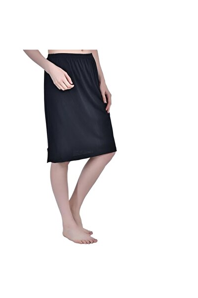 AIMLY Women's Cotton Knee Length Skirt - Black & Beige (Pack of 2)