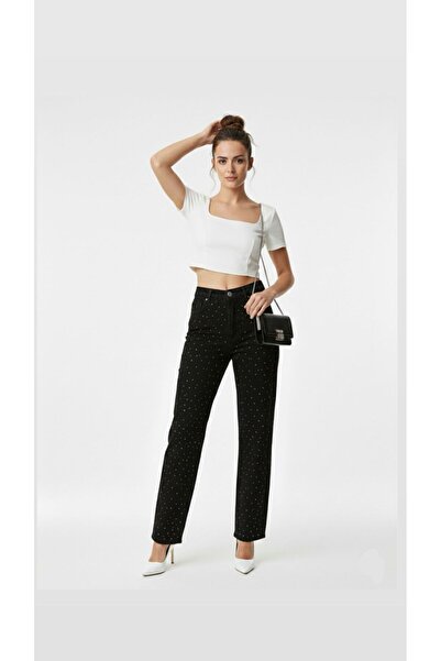 nd jeans Women's Jeans- High Waist Sprinkled Stone Palazzo Stretch Fabric Den...