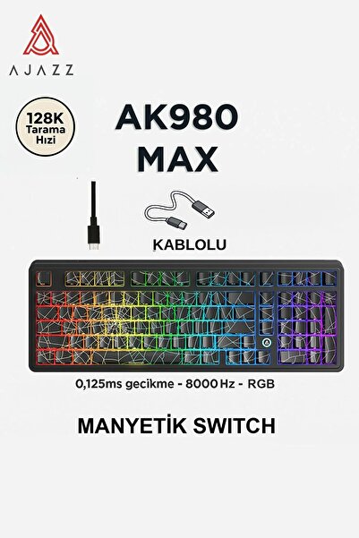 Coverzone Ajazz AK980 MAX HE Kablolu Mekanik Oyun Klavyesi 8000Hz-Rapid Trigg...