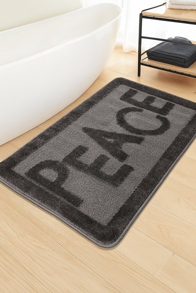 Konfor Halı Natural Non-Slip Base Bath Mat Long-Lasting Soft Textured Water-Absorbent Washable Letter Mat Peace
