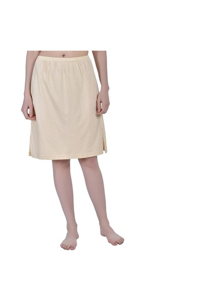 AIMLY Women's Cotton Knee Length Skirt - Beige (Pack of 1)