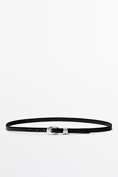 Massimo Dutti Oval tokalı napa deri kemer