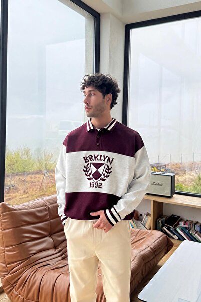 Flaw Wear Brklyn Embroidered Knitwear Sweater Burgundy
