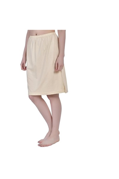 AIMLY Women's Cotton Knee Length Skirt - Black & Beige (Pack of 2)