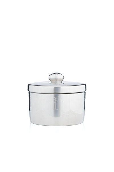 Blends Silver Date Bowl with Lid and Palm Pattern from Aseeb