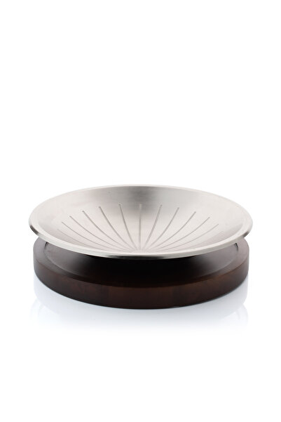 Blends Silver Fruit Bowl with Wooden Base from Aseeb