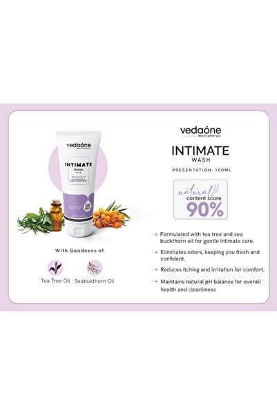 VedaOne Intimate Wash with Tea Tree oil and Seabuckthorn oil |Prevents Itching, Irritation&Bad Odor - 100mL