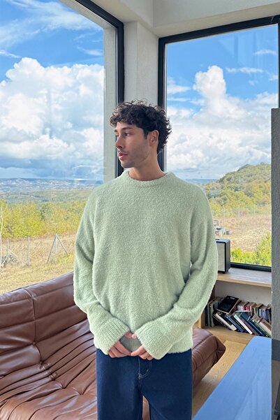 Flaw Wear Pulover din tricot de pluș cu pene, kaki deschis