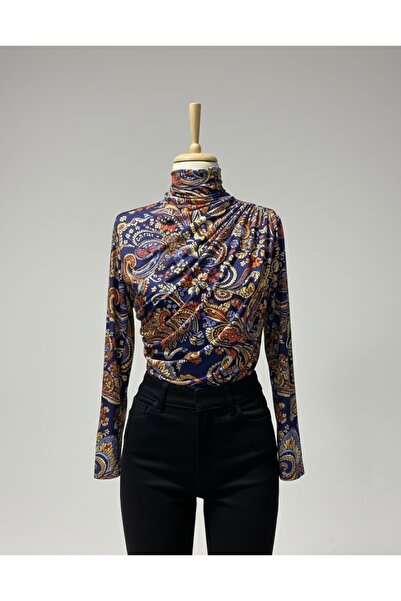 Butik Beyza Digital Printed Shirred Blouse