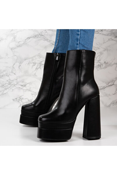 Sofia Store Botine dama cu toc gros din piele ecologica Gilda