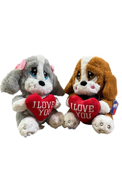 G-TUĞ OUTLET PELUŞ AĞLAYAN SENİ SEVİYORUM KALPLİ KÖPEK 20cm 1adet