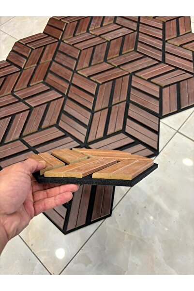KOLAY DROP 3 Boyutlu Altıgen Akustik Duvar Paneli MDF Ahşap Siyah Keçeli 15-2...