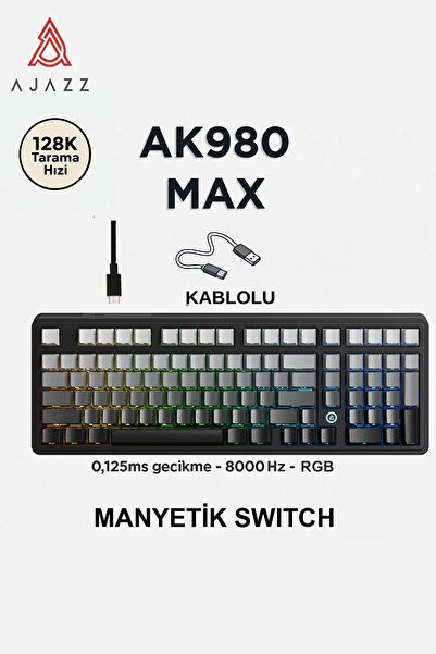 Coverzone Ajazz AK980 MAX HE Kablolu Mekanik Oyun Klavyesi 8000Hz-Rapid Trigg...