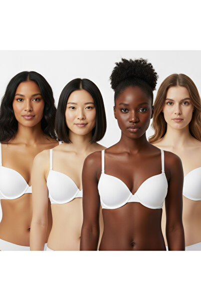 BONBON حمالة صدر نسائية بدون دعم من مايكرو، لون أبيض، 4 قطع، BB2144