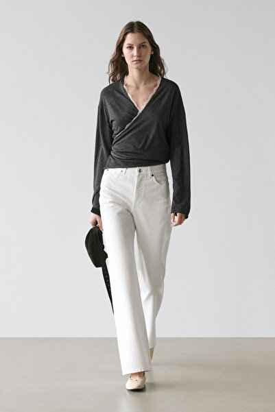 Massimo Dutti Cable knit cardigan with lace detail