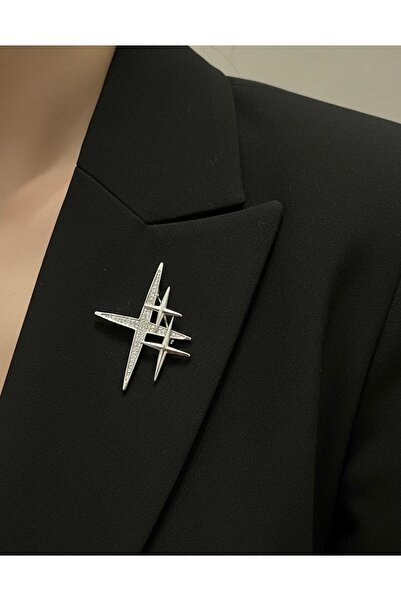 Vira Rise Gümüş Renk Yıldız Tozu Broş Yaka İğnesi