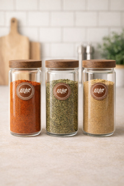 Kitchen Way Acacia Gasket Lid 3-Piece Borosilicate 1000ml Jar Set Kw-785