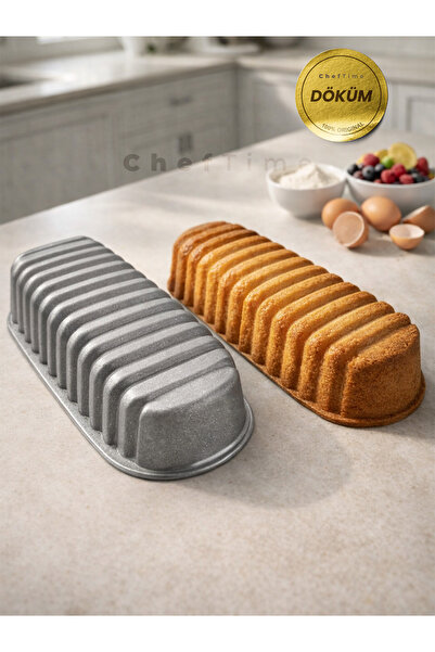 CHEFTİME Gri Dilimli Baton Granit Döküm Kek Kalıbı | 32cm