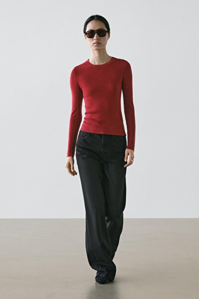 Massimo Dutti Fitilli triko yün karışımlı kazak