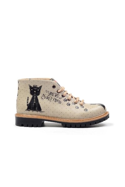 Mundos Kedi Printed Black-Beige Short Boots -