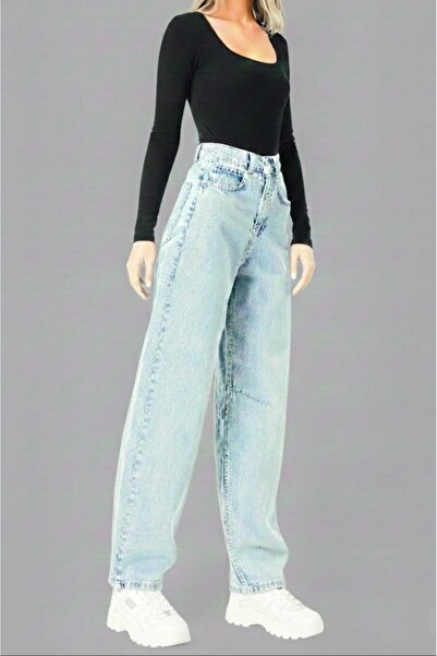 Trn JNS Blugi de damă Ice Blue Snow Wash material elastic Super talie înaltă ...