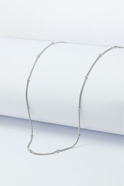 DEARWİSH Silver Color Ball Dorika Model 316L 60 cm Stainless Steel Chain