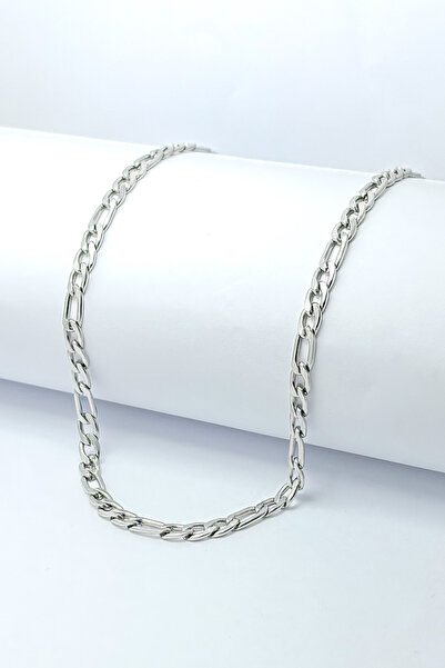 DEARWİSH Silver Color Men's Figaro Model 316L 60 cm Stainless Steel Chain