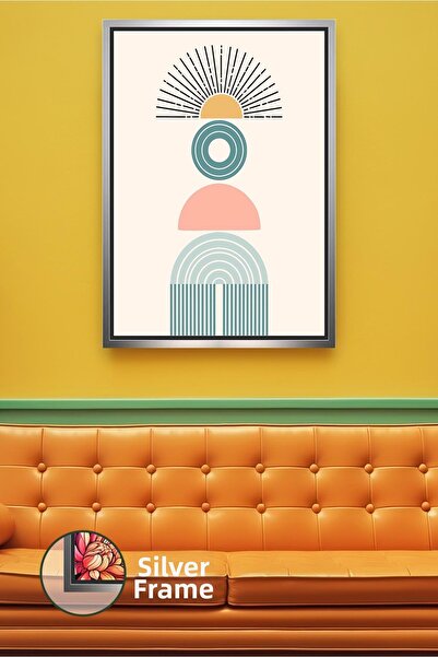 KOSS Dijital Decor de perete geometric boem cu figură solară, pictură pe pânz...