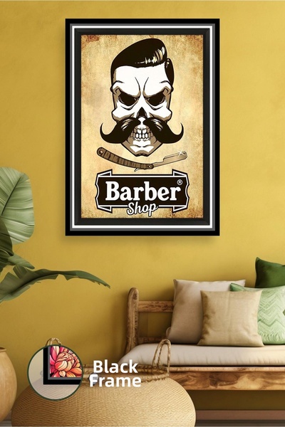 KOSS Dijital Εικόνα σε καμβά με κορνίζα τοίχου, με θέμα τον κουρέα, με γένια ...