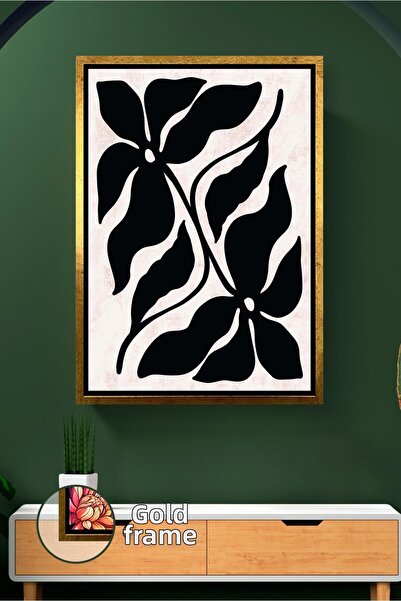 KOSS Dijital Μαύρο και άσπρο μοτίβο λουλουδιών Μίνιμαλ μποέμικο ζωγραφική Μον...