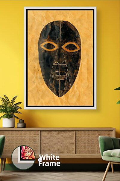 KOSS Dijital Artă abstractă în tonuri de aur negru cu figură de mască african...