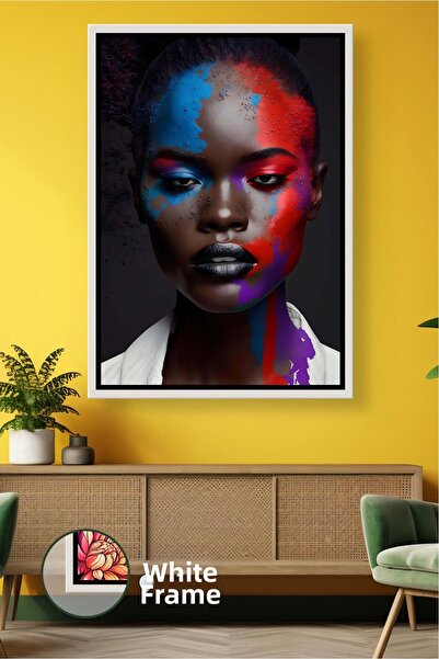 KOSS Dijital Portret colorat al femeii africane, cu efect de vopsea albastru ...