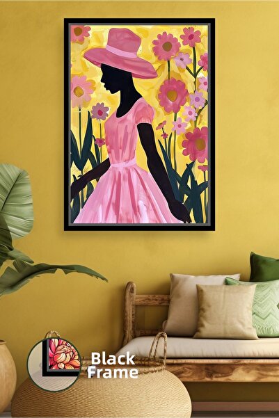 KOSS Dijital Siluetă de femeie africană în pălărie, cu tematică de grădină de...