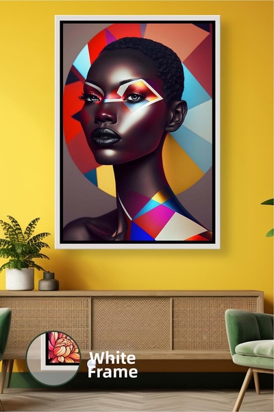 KOSS Dijital Portret de femeie africană cu model geometric, produs de decorar...