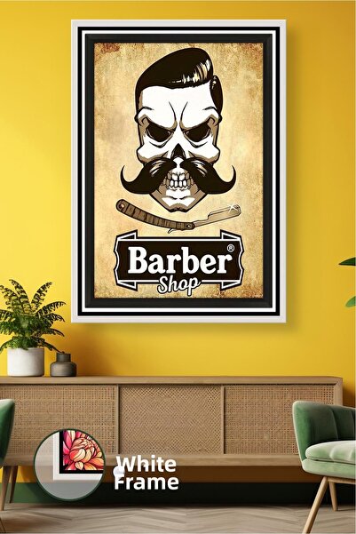 KOSS Dijital Εικόνα σε καμβά με κορνίζα τοίχου, με θέμα τον κουρέα, με γένια ...