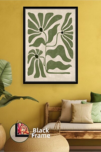 KOSS Dijital Πίνακας μποέμ με πράσινο λουλουδάτο σχέδιο, φυσικό πολύχρωμο μον...