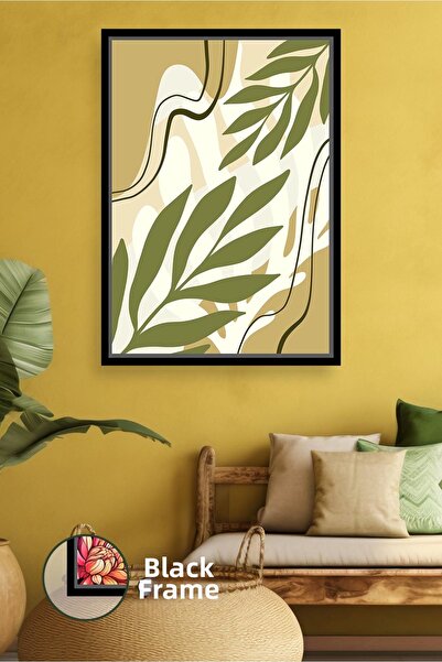 KOSS Dijital Pictură pe pânză într-un ton cald, cu model de frunze verde măsl...