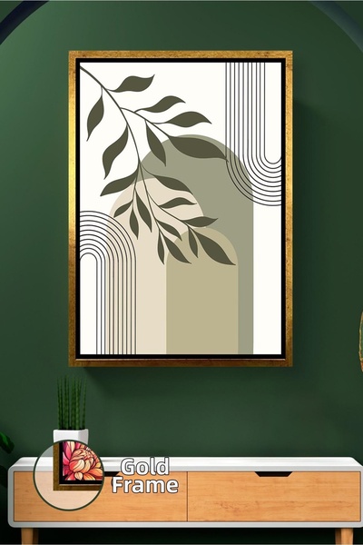 KOSS Dijital Decor de perete modern cu model de frunze în tonuri de crem și v...