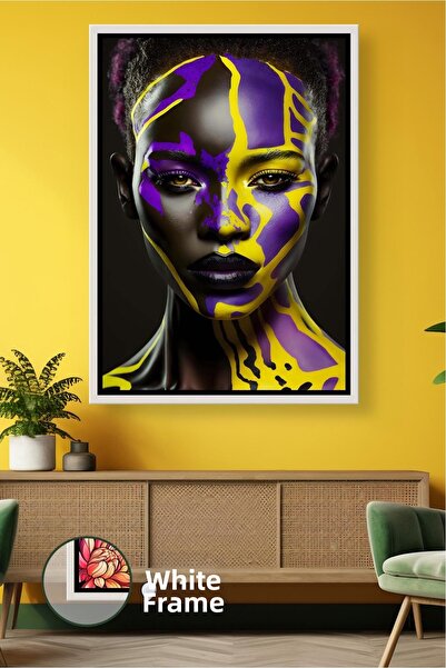 KOSS Dijital Fața unei femei în tonuri de galben violet, decor atractiv, pict...