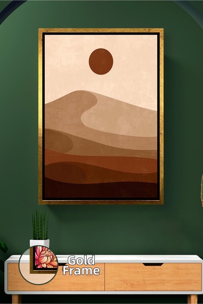 KOSS Dijital Tablou pe pânză înrămat cu tonuri naturale, cu efect de apus de ...